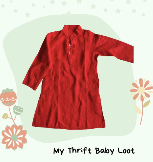 Preloved boys red cotton kurta (6-7 years)